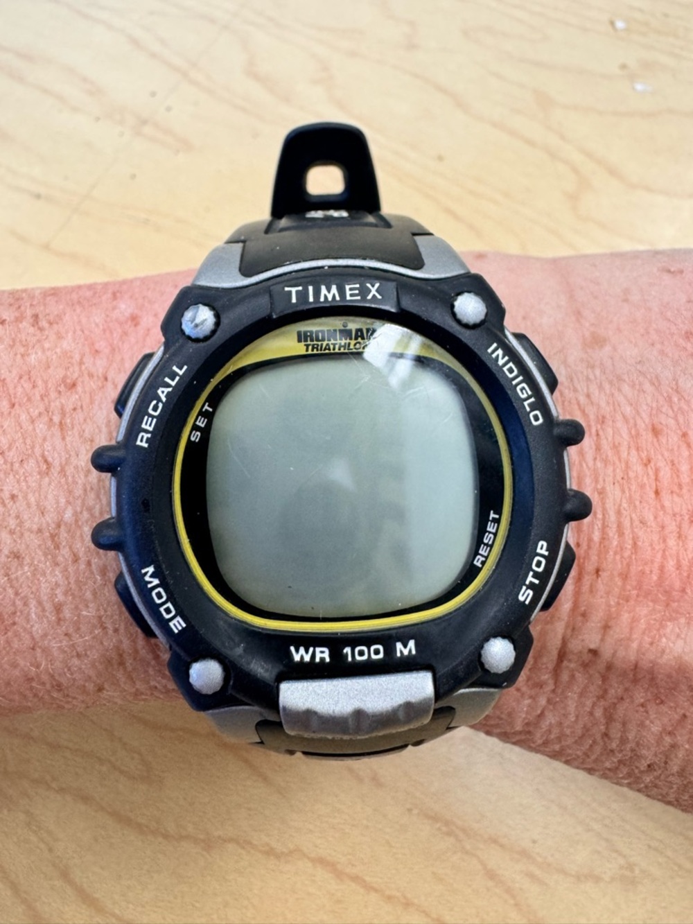 Timex Black and Yellow 100m 100 lap Flix Technology Ironman Digital Sports Watch